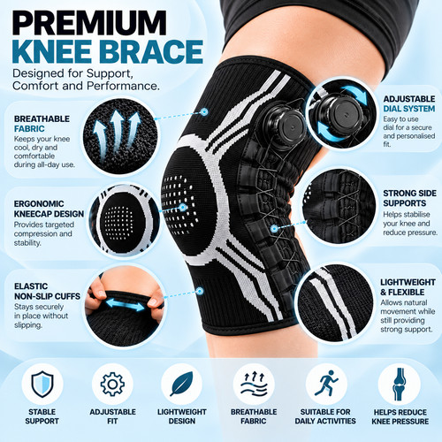Knee brace support - brace, adjustable
