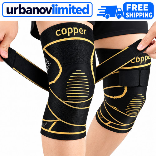 Copper knee braces with strap - with,